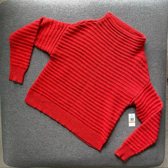 COURT & ROWE Red Mock Neck Sweater with Polka Dots Small NWT - Picture 1 of 6